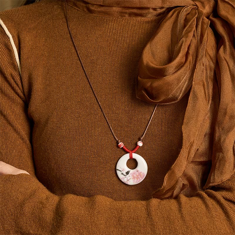 Buddha Stones ​​Ethnische Pfingstrose Pfirsich Blüten Lotus Symbol Keramik Halskette Erleuchtung Anhänger - image 26