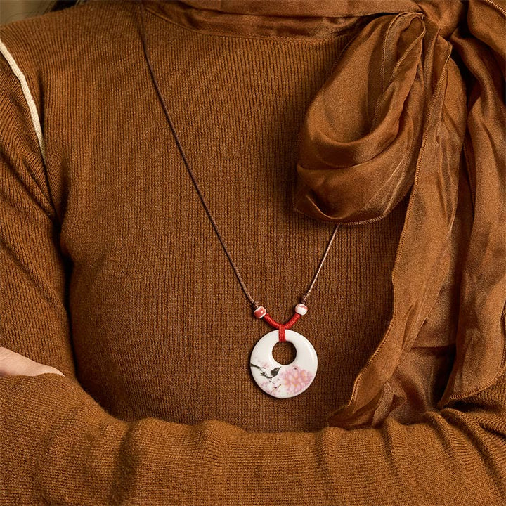 Buddha Stones ​​Ethnische Pfingstrose Pfirsich Blüten Lotus Symbol Keramik Halskette Erleuchtung Anhänger - image 26