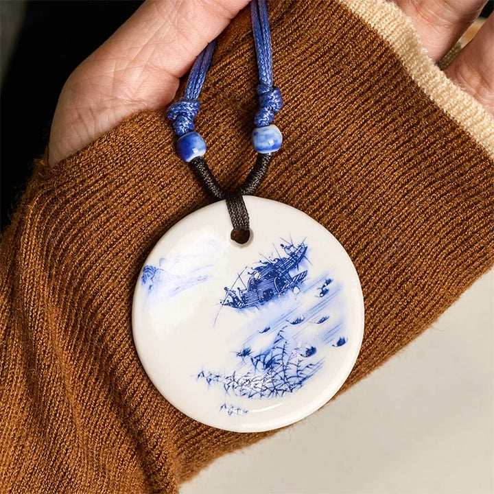 Buddha Stones ​​Ethnische Pfingstrose Pfirsich Blüten Lotus Symbol Keramik Halskette Erleuchtung Anhänger - image 21