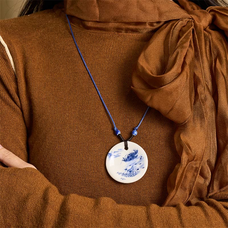 Buddha Stones ​​Ethnische Pfingstrose Pfirsich Blüten Lotus Symbol Keramik Halskette Erleuchtung Anhänger - image 22