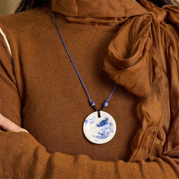 Buddha Stones ​​Ethnische Pfingstrose Pfirsich Blüten Lotus Symbol Keramik Halskette Erleuchtung Anhänger - image 22