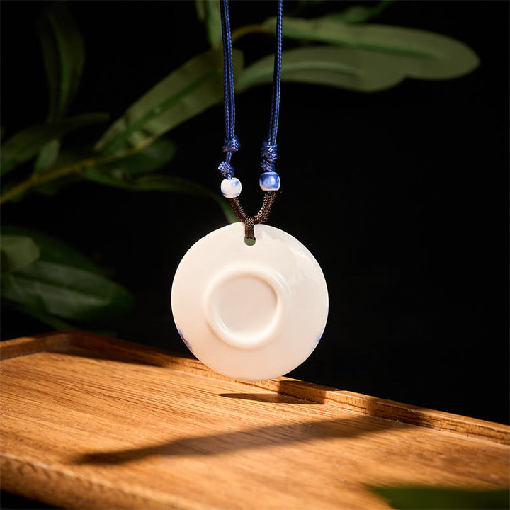 Buddha Stones ​​Ethnische Pfingstrose Pfirsich Blüten Lotus Symbol Keramik Halskette Erleuchtung Anhänger - image 14