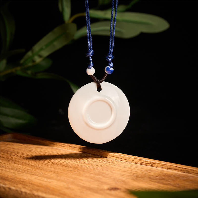 Buddha Stones ​​Ethnische Pfingstrose Pfirsich Blüten Lotus Symbol Keramik Halskette Erleuchtung Anhänger - image 15