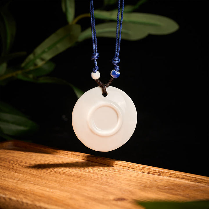 Buddha Stones ​​Ethnische Pfingstrose Pfirsich Blüten Lotus Symbol Keramik Halskette Erleuchtung Anhänger - image 15