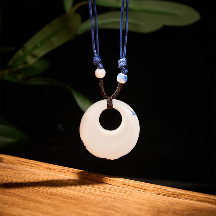 Buddha Stones ​​Ethnische Pfingstrose Pfirsich Blüten Lotus Symbol Keramik Halskette Erleuchtung Anhänger - image 2