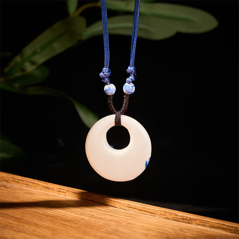 Buddha Stones ​​Ethnische Pfingstrose Pfirsich Blüten Lotus Symbol Keramik Halskette Erleuchtung Anhänger - image 7