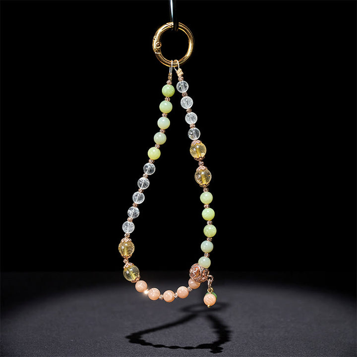 Buddha Stones, cyanfarbene Jade, weiße Kristallperlen, Harmonie-Schlüsselanhänger, Handy-Hängedekoration - image 3