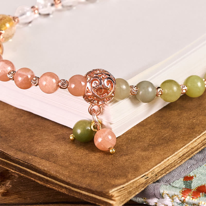 Buddha Stones, cyanfarbene Jade, weiße Kristallperlen, Harmonie-Schlüsselanhänger, Handy-Hängedekoration - image 1