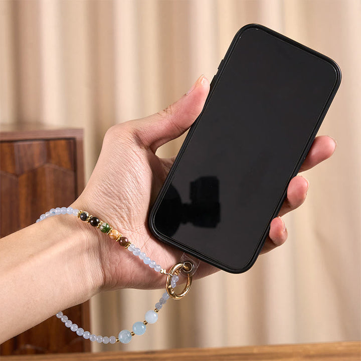 Buddha Stones ​​Fu-Figur Blauer Chalcedon Emotionales Gleichgewicht Schlüsselanhänger Handy-Hängedekoration - image 4