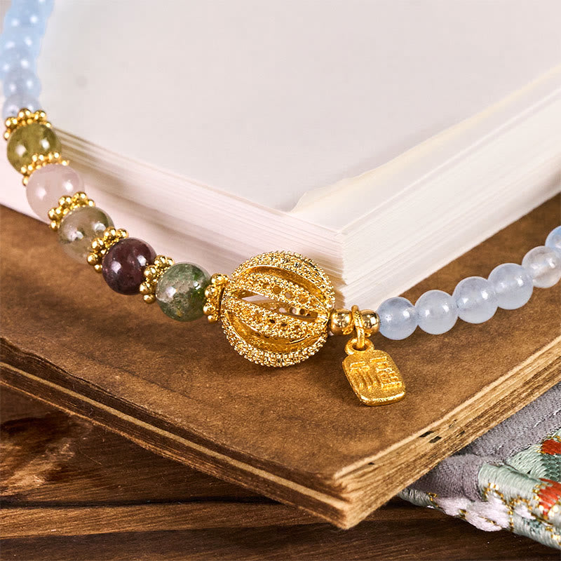 Buddha Stones ​​Fu-Figur Blauer Chalcedon Emotionales Gleichgewicht Schlüsselanhänger Handy-Hängedekoration - image 1