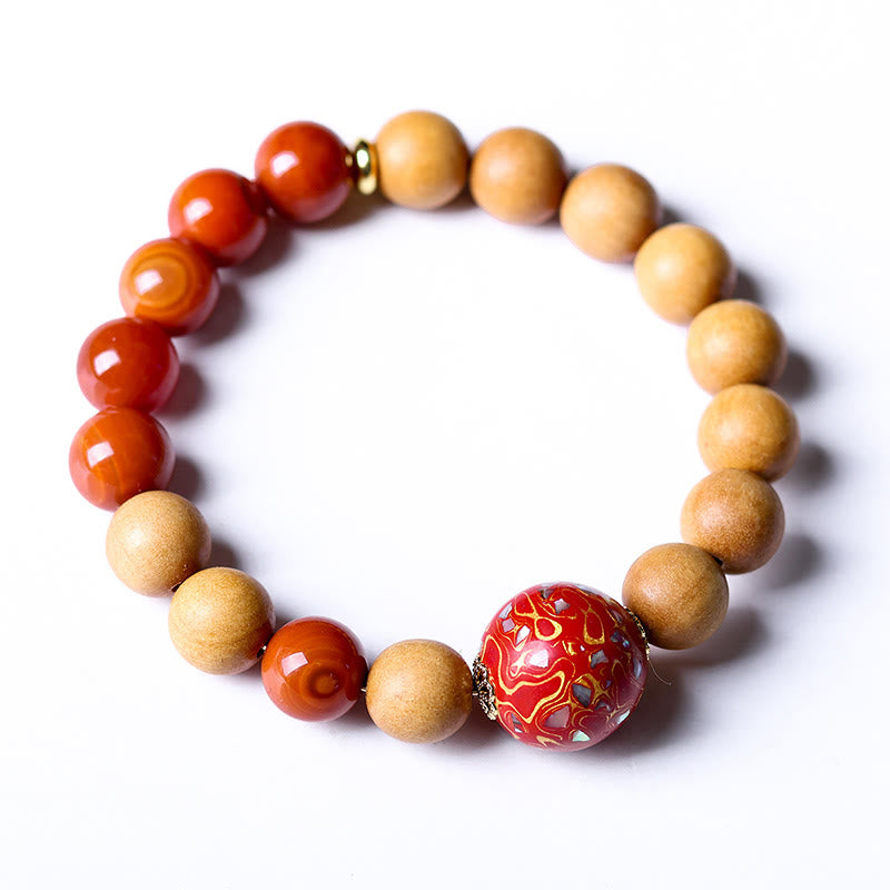 Buddha Stones ​​Lackperlen-Armband aus Sandelholz, südrotem Achat - image 9