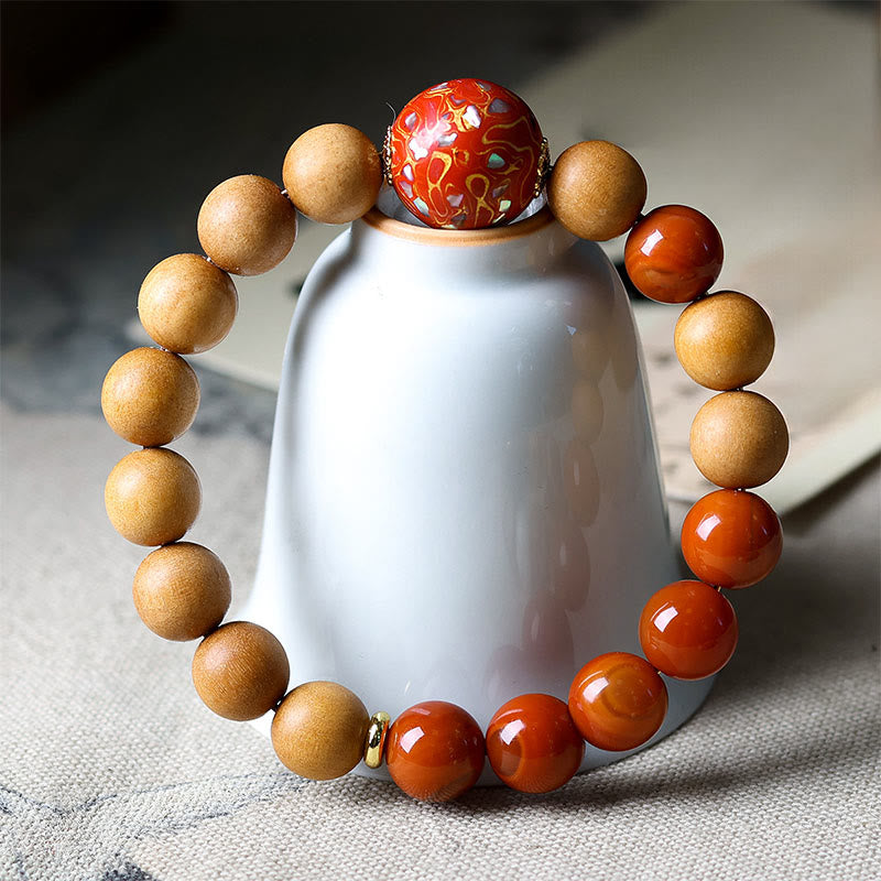 Buddha Stones ​​Lackperlen-Armband aus Sandelholz, südrotem Achat - image 4