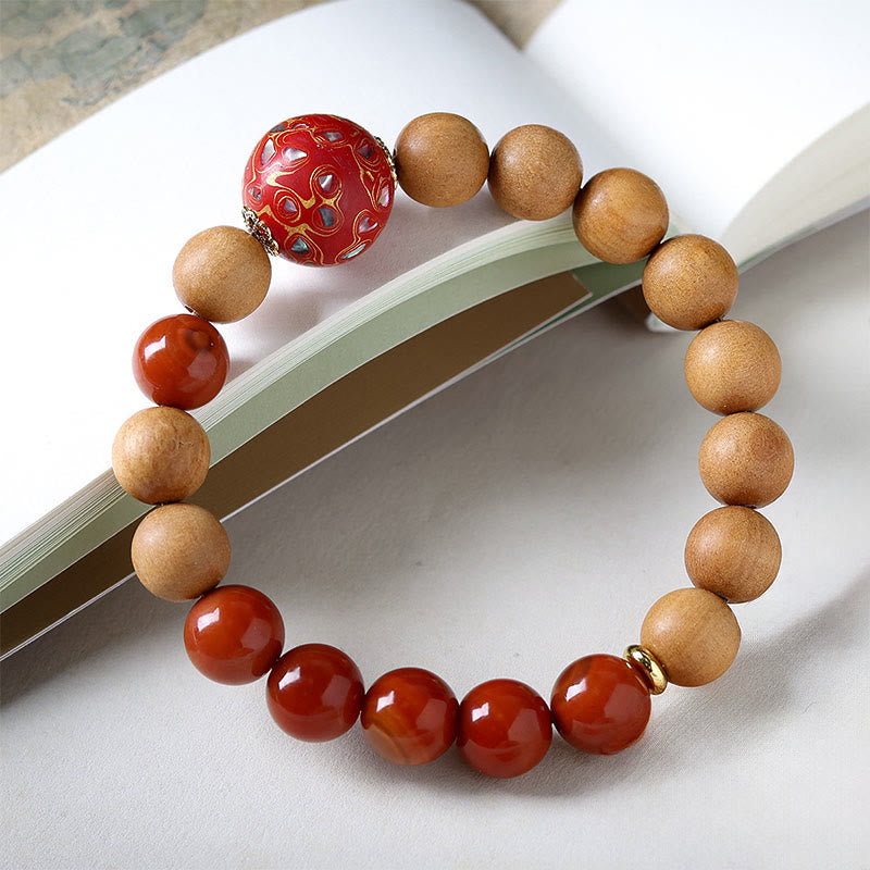 Buddha Stones ​​Lackperlen-Armband aus Sandelholz, südrotem Achat - image 2