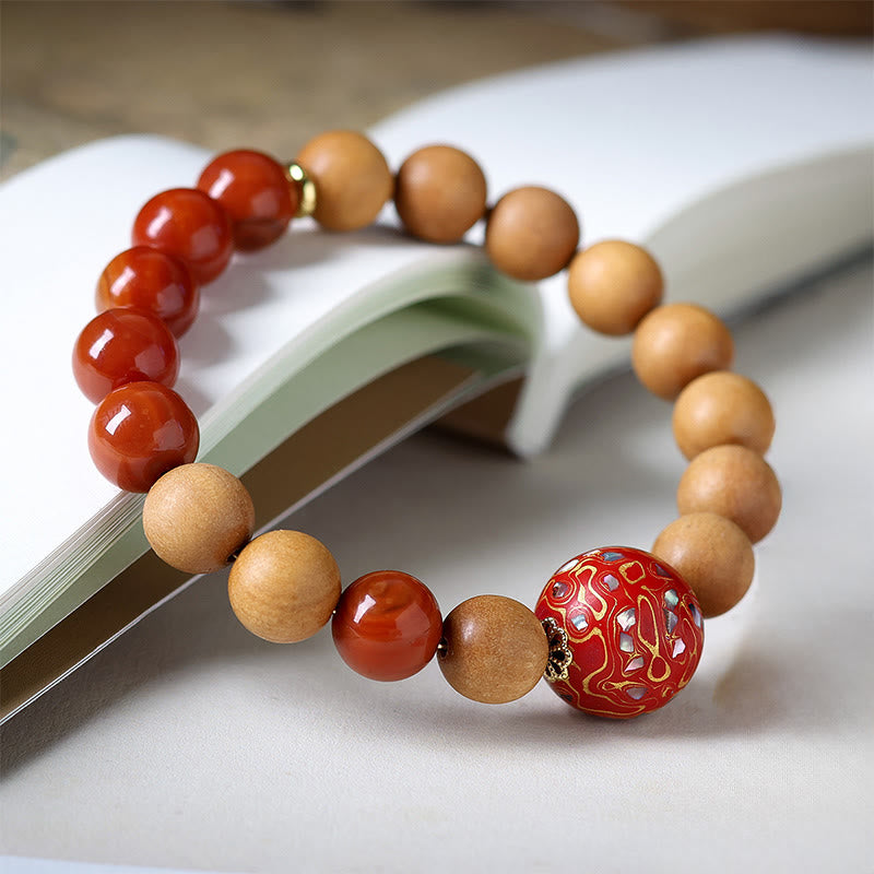 Buddha Stones ​​Lackperlen-Armband aus Sandelholz, südrotem Achat - image 3