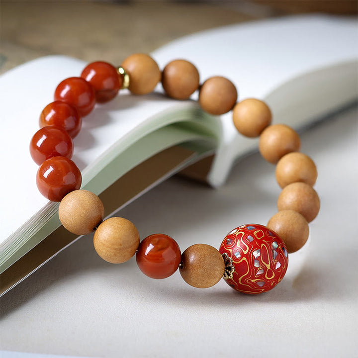 Buddha Stones ​​Lackperlen-Armband aus Sandelholz, südrotem Achat - image 3