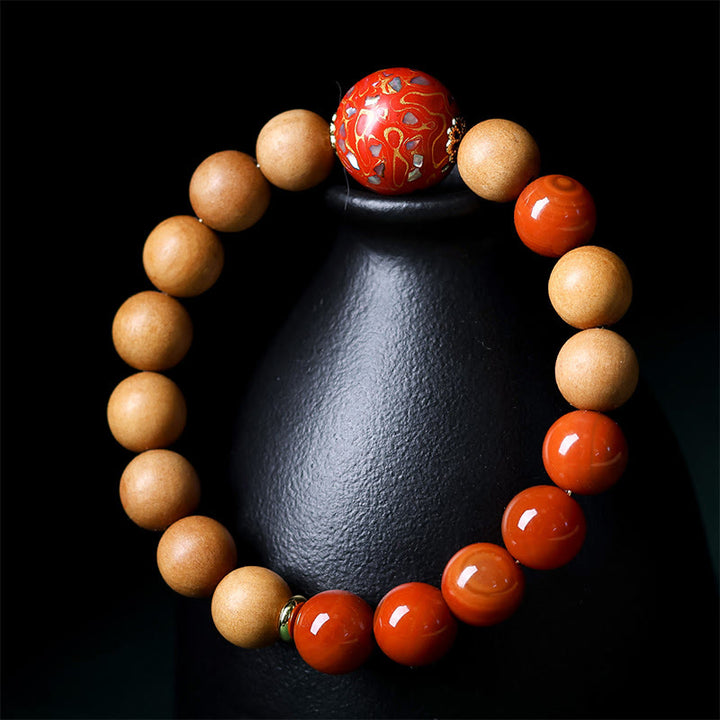 Buddha Stones ​​Lackperlen-Armband aus Sandelholz, südrotem Achat - image 8