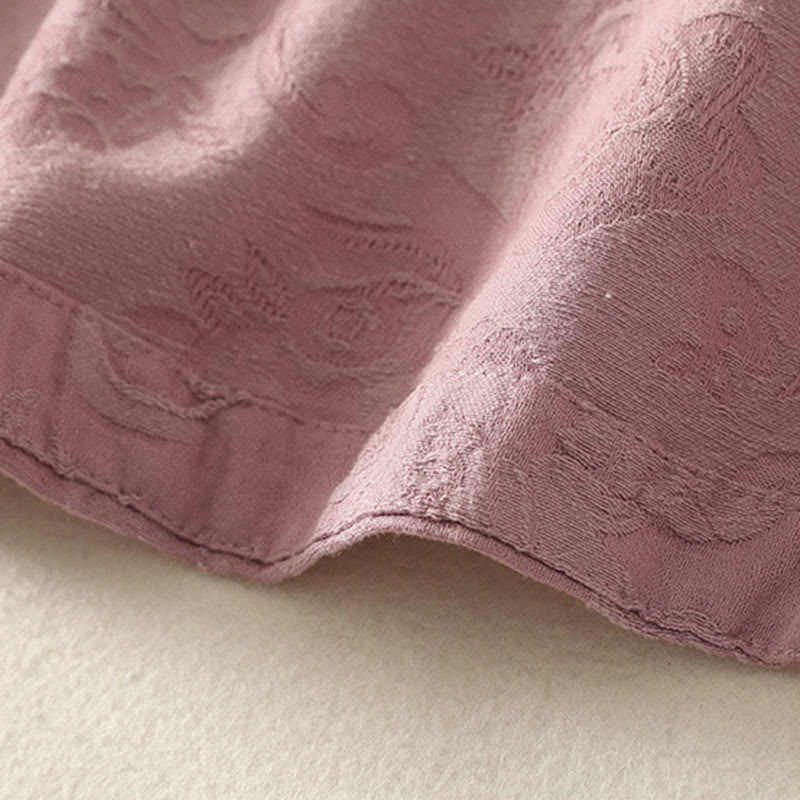 Buddha Stones Jacquard Diagonal Placket Langarm Damen Baumwoll-Leinen-Knöpfe - image 18