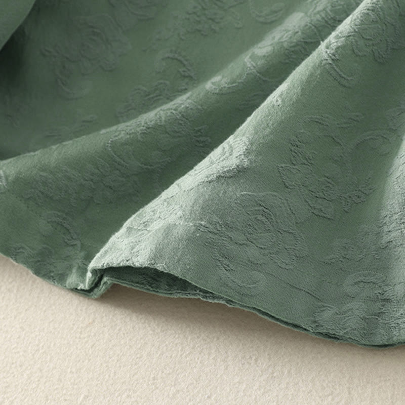 Buddha Stones Jacquard Diagonal Placket Langarm Damen Baumwoll-Leinen-Knöpfe - image 10