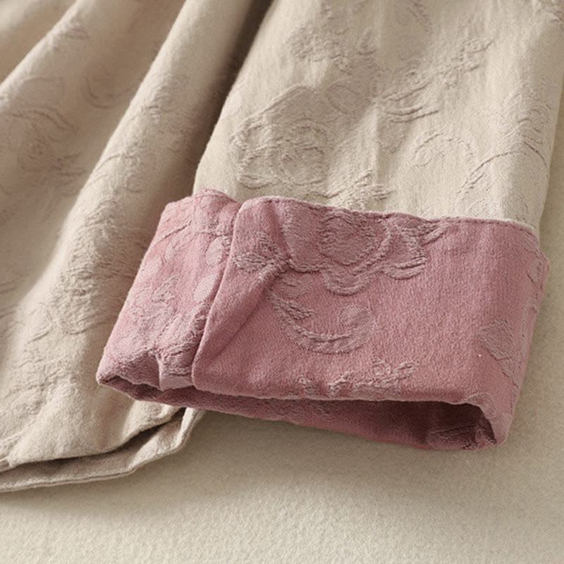 Buddha Stones Jacquard Diagonal Placket Langarm Damen Baumwoll-Leinen-Knöpfe - image 4