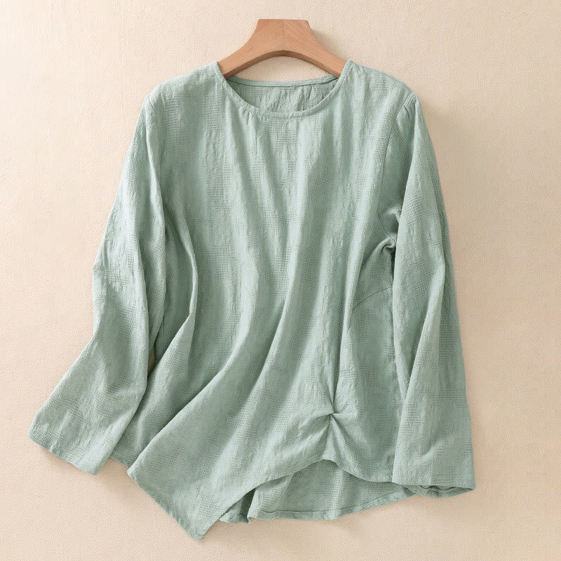 Buddha Stones ​​Jacquard-Langarmshirt mit unregelmäßigem Saum und Faltenmuster für Damen - Mittelaquamarin - US8-10, UK/AU12-14, EU40-42 (2XL) - image 33