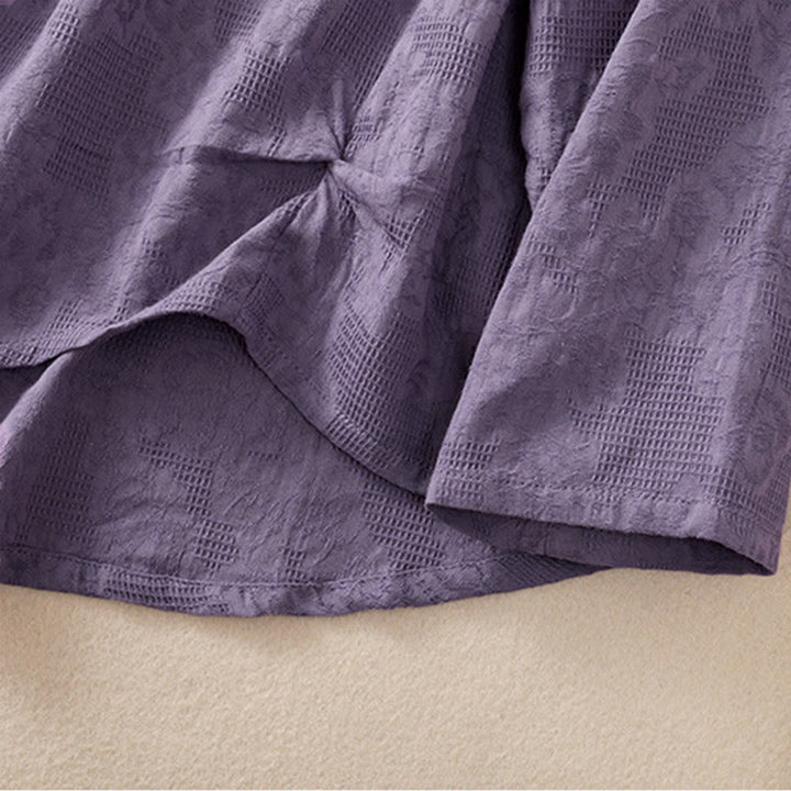 Buddha Stones ​​Jacquard-Baumwollhemd mit unregelmäßigem Saum und Faltenmuster, langärmelig - image 6