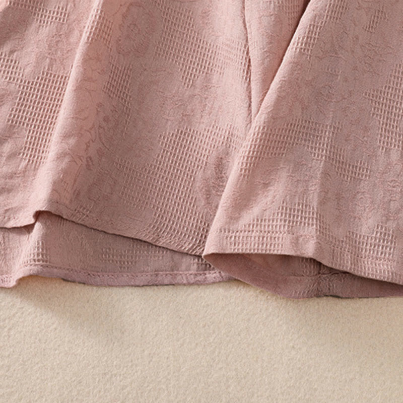 Buddha Stones ​​Herbststickerei, asymmetrisches Design, Froschknopf, Damen-Baumwoll-Langarmshirt - image 22