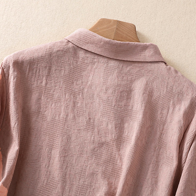 Buddha Stones ​​Herbststickerei, asymmetrisches Design, Froschknopf, Damen-Baumwoll-Langarmshirt - image 17