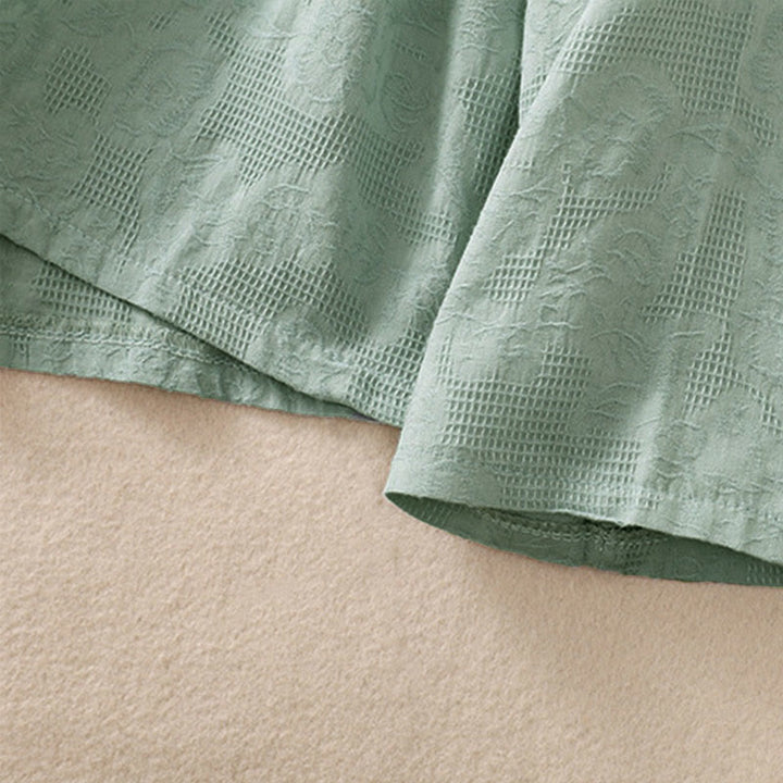 Buddha Stones ​​Herbststickerei, asymmetrisches Design, Froschknopf, Damen-Baumwoll-Langarmshirt - image 6