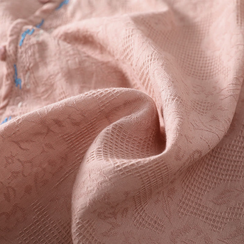 Buddha Stones ​​Herbststickerei, asymmetrisches Design, Froschknopf, Damen-Baumwoll-Langarmshirt - image 20