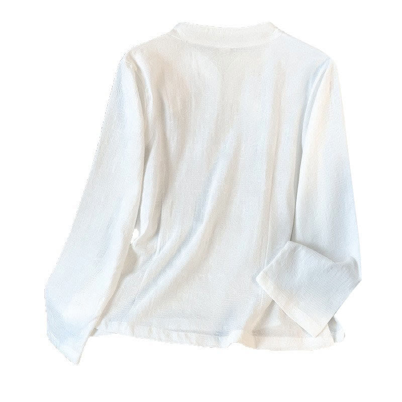 Buddha Stones Commute Jacquard Chinesisches Froschknopf-Mandarinkragen Langarm-Baumwollhemd für Damen - image 19