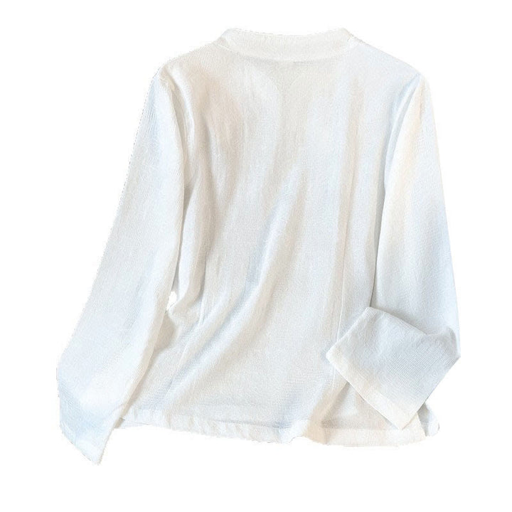 Buddha Stones Commute Jacquard Damenhemd mit chinesischem Froschknopfkragen und langen Ärmeln - image 19