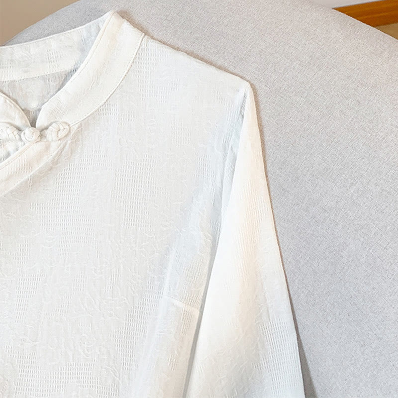 Buddha Stones Commute Jacquard Chinesisches Froschknopf-Mandarinkragen Langarm-Baumwollhemd für Damen - image 15