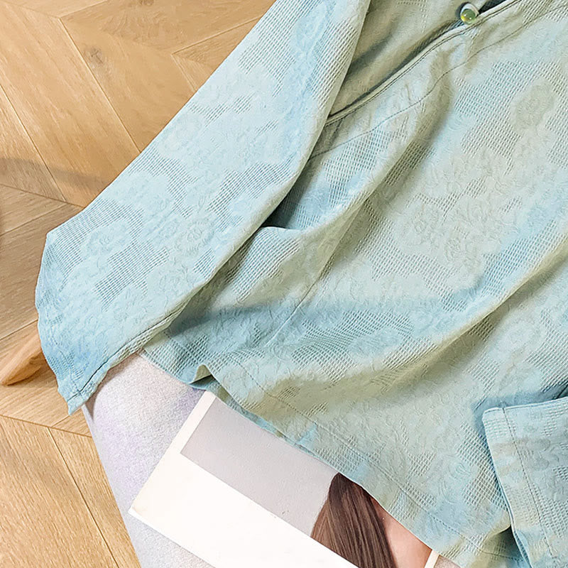 Buddha Stones Commute Jacquard Chinesisches Froschknopf-Mandarinkragen Langarm-Baumwollhemd für Damen - image 8