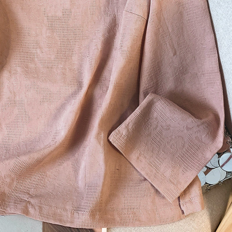 Buddha Stones Commute Jacquard Chinesisches Froschknopf-Mandarinkragen Langarm-Baumwollhemd für Damen - image 26