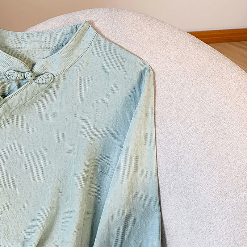 Buddha Stones Commute Jacquard Chinesisches Froschknopf-Mandarinkragen Langarm-Baumwollhemd für Damen - image 6