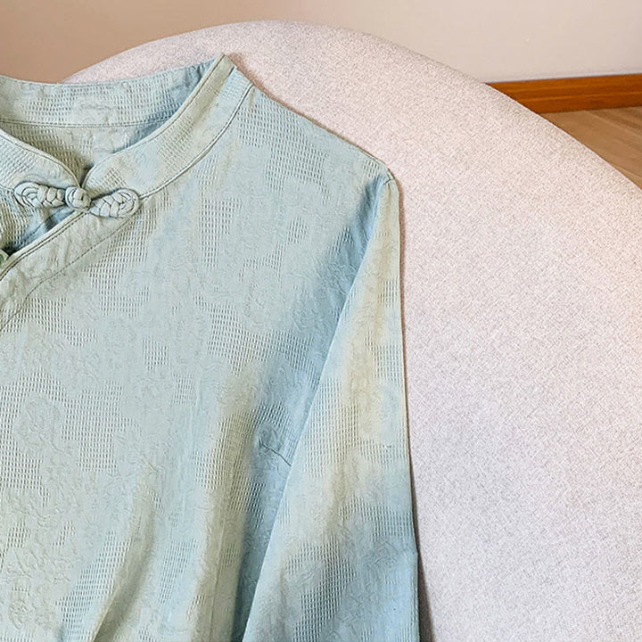 Buddha Stones Commute Jacquard Chinesisches Froschknopf-Mandarinkragen Langarm-Baumwollhemd für Damen - image 6