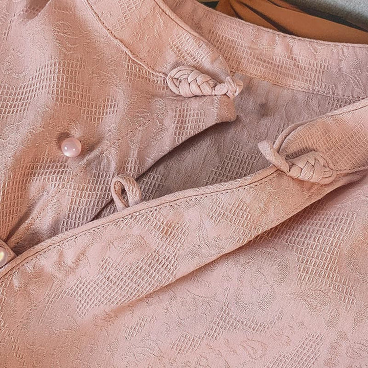 Buddha Stones Commute Jacquard Chinesisches Froschknopf-Mandarinkragen Langarm-Baumwollhemd für Damen - image 25