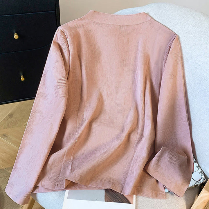 Buddha Stones Commute Jacquard Chinesisches Froschknopf-Mandarinkragen Langarm-Baumwollhemd für Damen - image 21