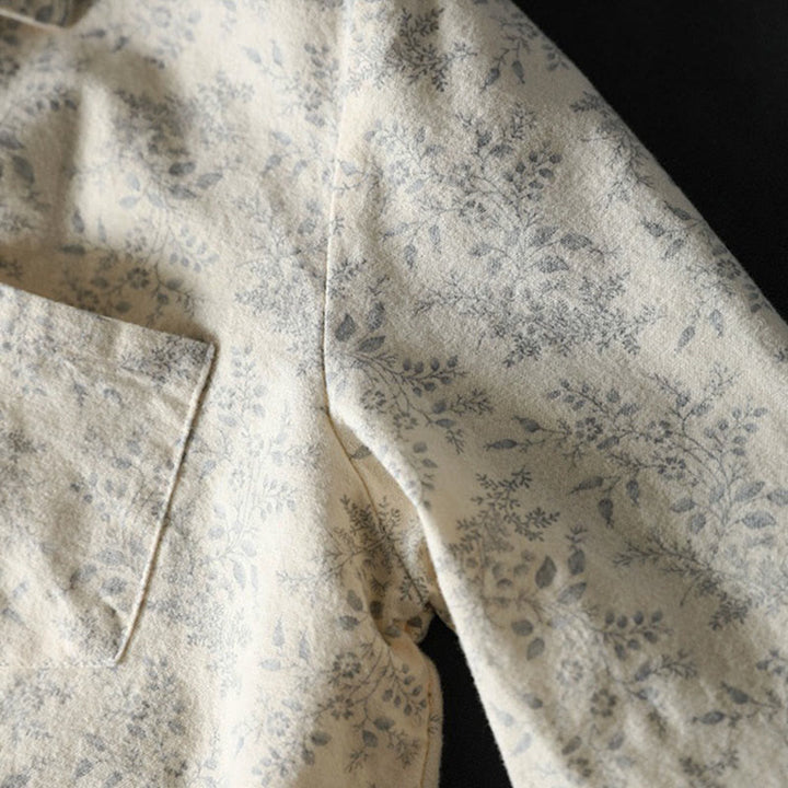 Damen-Baumwollhemd mit langen Ärmeln und Buddha Stones, Herbstblumenmuster, Knöpfen - image 6