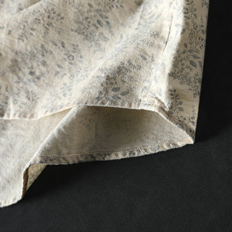 Damen-Baumwollhemd mit langen Ärmeln und Buddha Stones, Herbstblumenmuster, Knöpfen - image 8