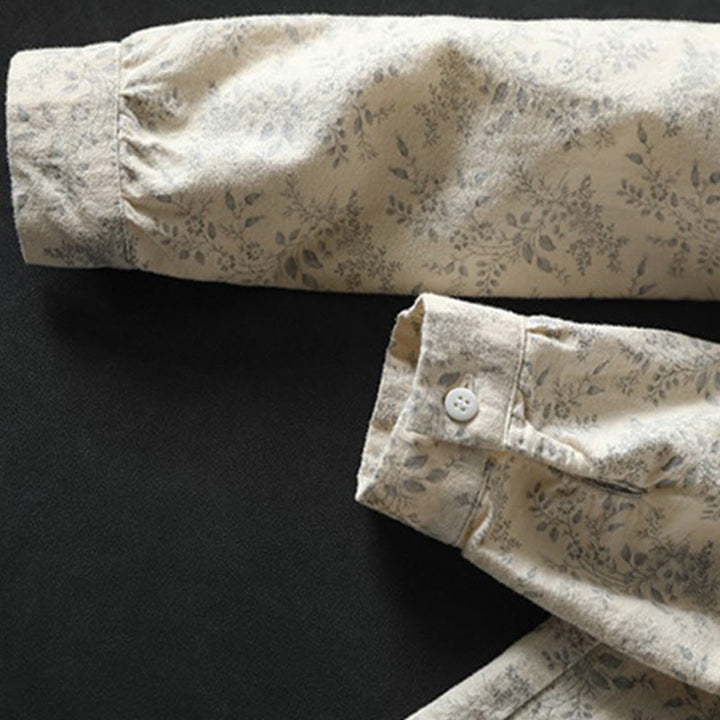 Damen-Baumwollhemd mit langen Ärmeln und Buddha Stones, Herbstblumenmuster, Knöpfen - image 9