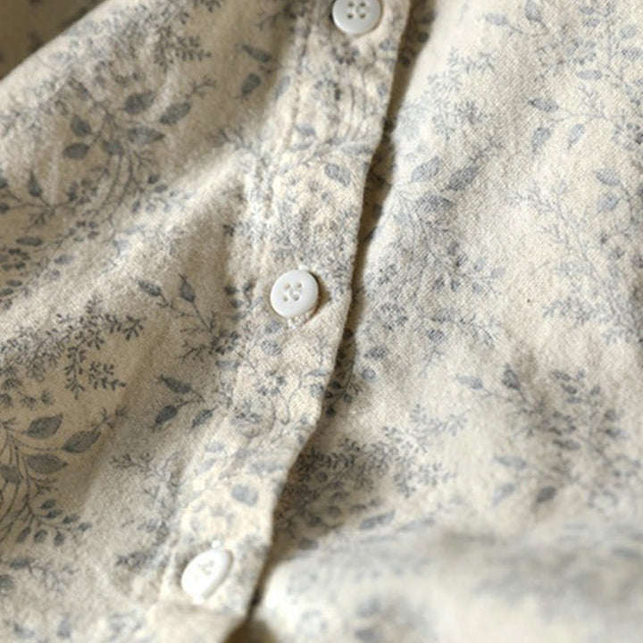 Damen-Baumwollhemd mit langen Ärmeln und Buddha Stones, Herbstblumenmuster, Knöpfen - image 5