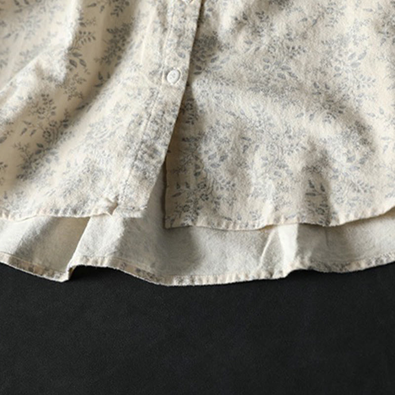 Damen-Baumwollhemd mit langen Ärmeln und Buddha Stones, Herbstblumenmuster, Knöpfen - image 7