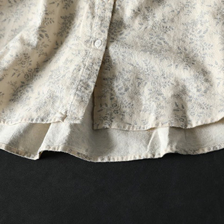 Damen-Baumwollhemd mit langen Ärmeln und Buddha Stones, Herbstblumenmuster, Knöpfen - image 7