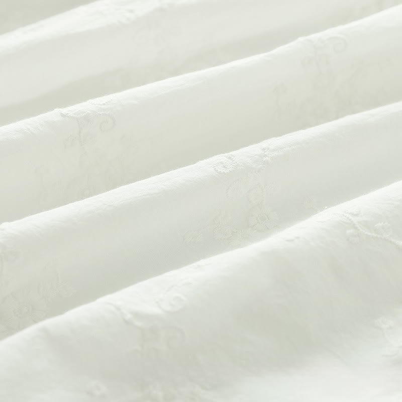 Buddha Stones ​​Herbst-Baumwollhemd mit Rüschenkragen, gestickten Reliefblumenknöpfen und langen Ärmeln - image 16