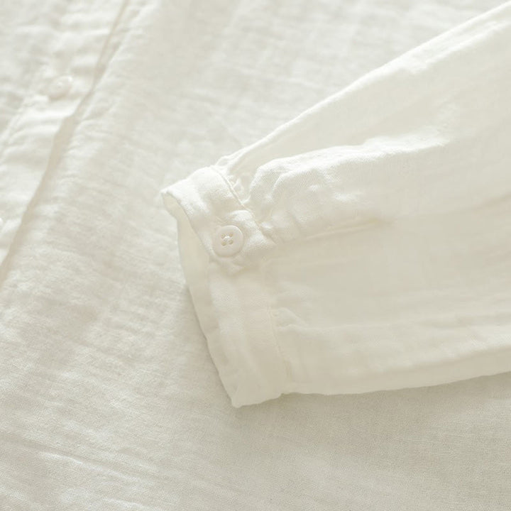 Buddha Stones ​​Herbst Weiß Bunte Blumenstickerei Knöpfe Damen Baumwoll Langarmhemd - image 10