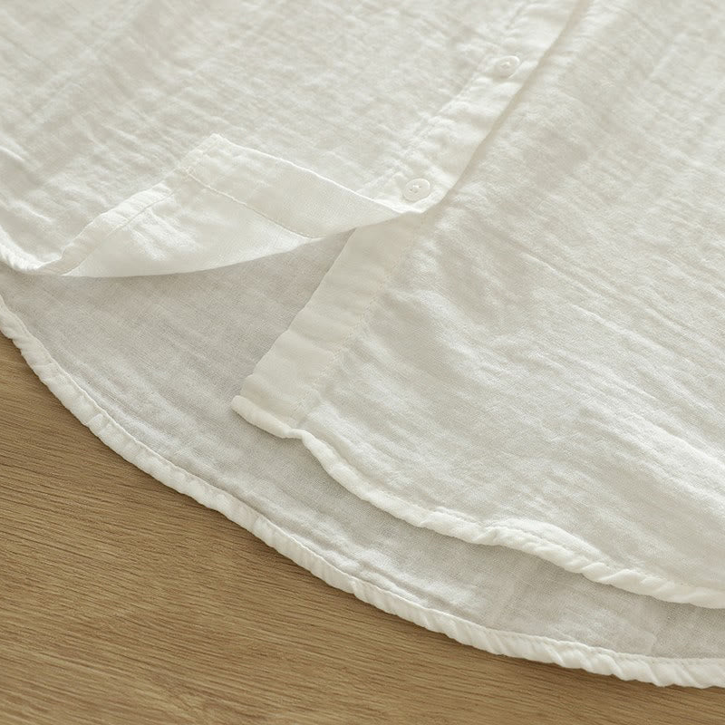 Buddha Stones ​​Herbst Weiß Bunte Blumenstickerei Knöpfe Damen Baumwoll Langarmhemd - image 12