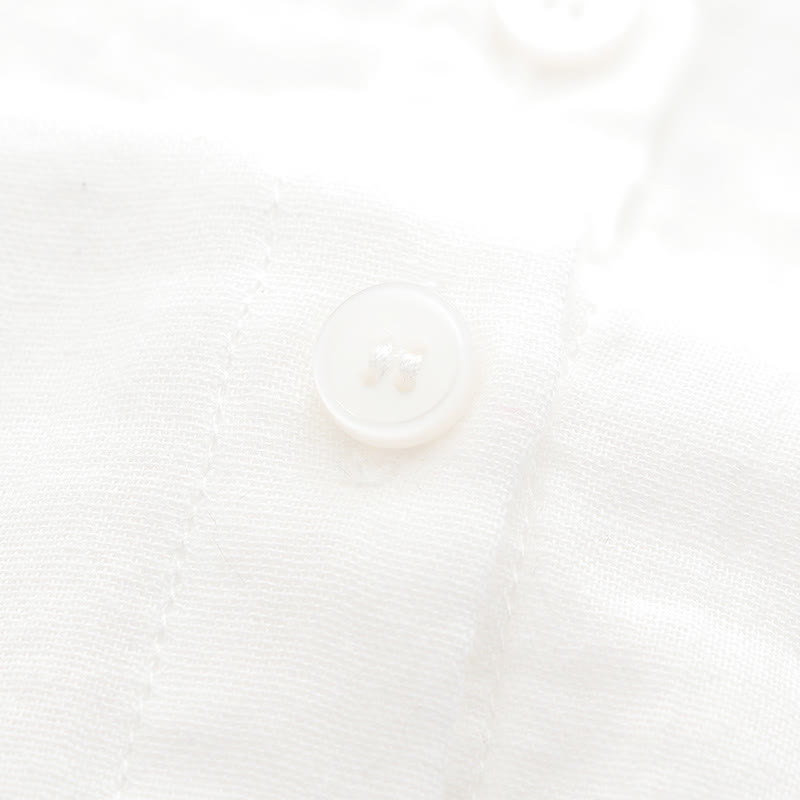 Buddha Stones ​​Herbst Weiß Grün Gras Knöpfe Damen Baumwolle Langarmhemd - image 10