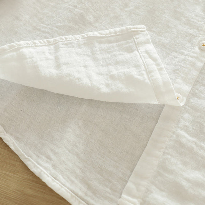 Buddha Stones ​​Herbst Weiß Geometrische Stickerei Knöpfe Damen Baumwoll Langarmhemd - image 10