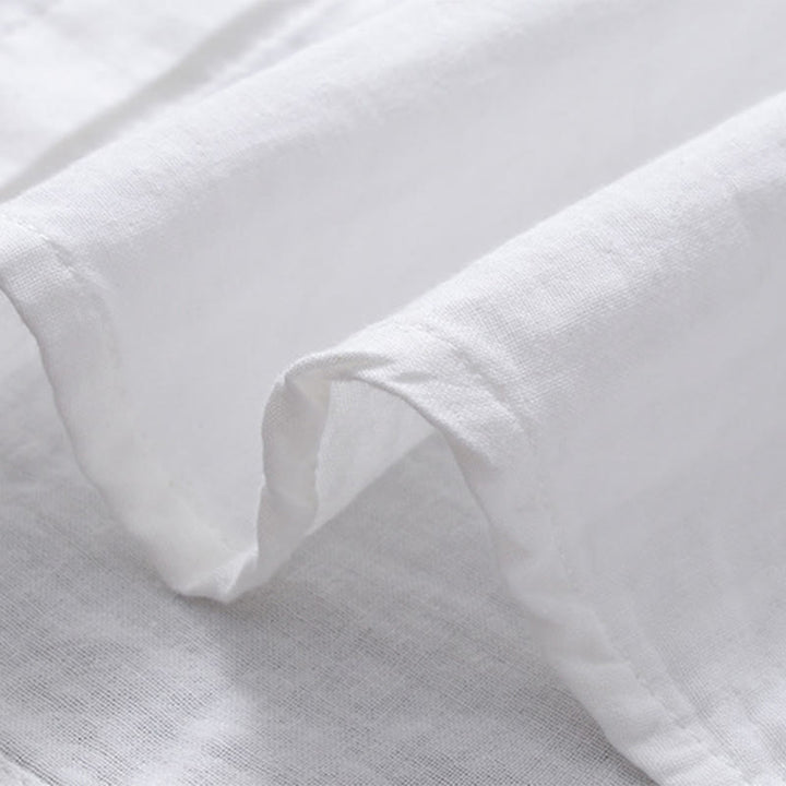 Buddha Stones Herbst Weiß Geometrische Streifen Blumenstickerei Knopf Damen Baumwoll Langarmhemd - image 8